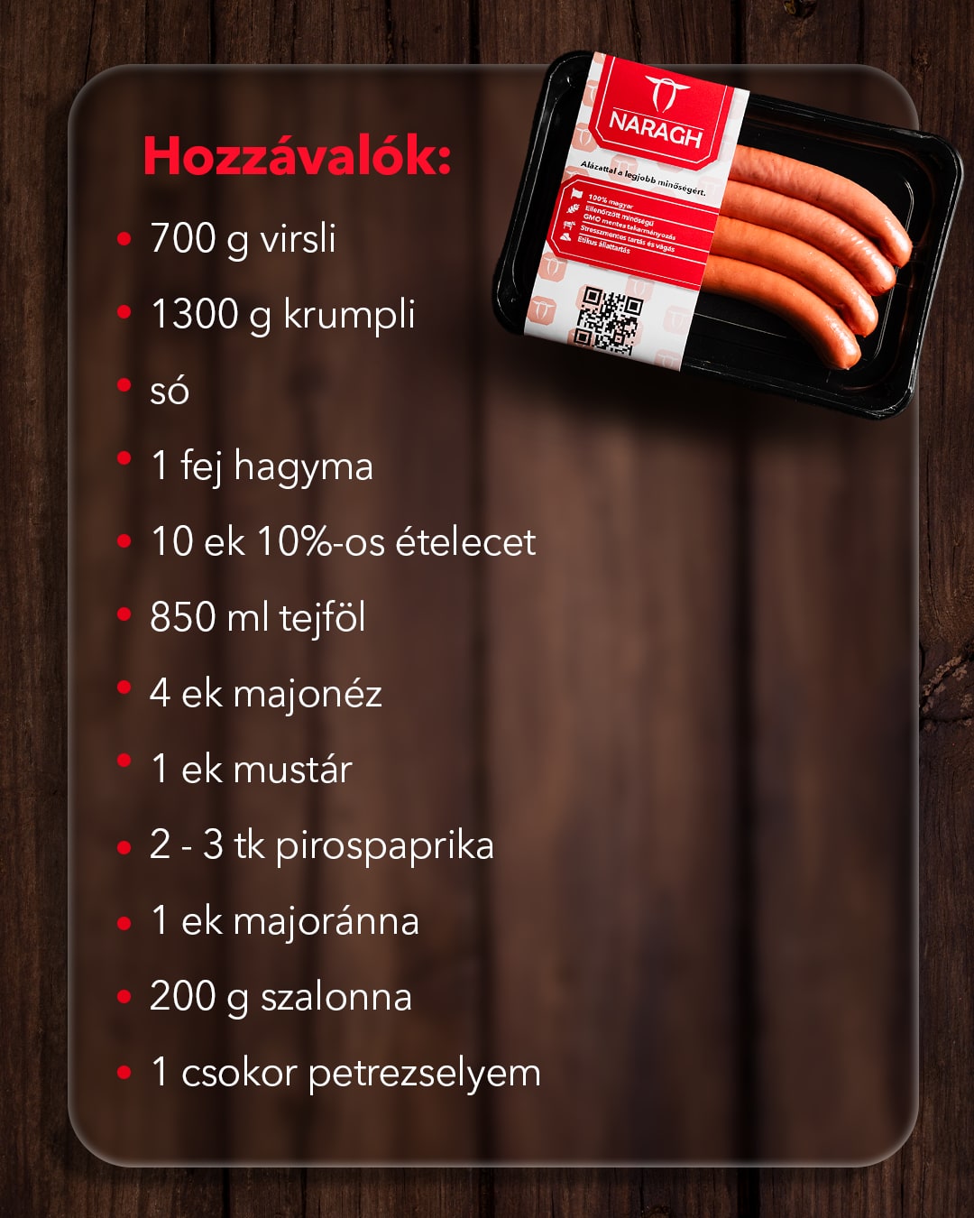 Frankfurti saláta hozzávalók - Naragh